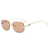 Nuevas Gafas de Sol Metálicas Sin Montura con Decoración Cuadrada de Guepardo, Gafas de Sol Versátiles de Moda para Mujer
