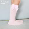 Calcetines de tubo con lazo para niña, calcetín coreano de algodón de color liso para bebé, venta al por mayor, otoño