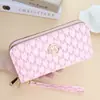 Nueva Moda Letra Estampada Logo Dorado m Palabra Bolso de Mano Clutch para Mujer Largo Múltiples Ranuras para Tarjetas Doble Cremallera Bolsillo para Teléfono Móvil