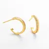 Pendientes Europeos y Americanos Transfronterizos de Nuevo Estilo, Forma de C con Diamantes en Fila Única, Diseño de Nicho, Lujo Ligero, Pendientes de Moda y Versátiles con un Toque de Alta Gama