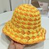 Sombrero de paja tejido a mano para mujer, estilo retro de verano, a juego, para pescador, para vacaciones en la playa, con protección solar, para playa