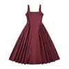 Atacado de Roupas Europeias e Americanas Transfronteiriças do Aliexpress Vestido Liso de Alça Estilo Resort Francês Nova Coleção Primavera 2025