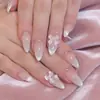 Uñas de Arte de Uñas Más Vendidas Transfronterizas, Uñas Postizas Sencillas, Estilo Fresco, Uñas Almendradas de Longitud Media, Uñas Postizas Color Sólido Ojo de Gato Venta al por Mayor