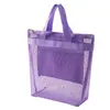 Nova bolsa de armazenamento de artigos de higiene pessoal portátil em malha simples de grande capacidade respirável visual para viagem férias praia