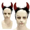 Diadema de Cuernos Rojos para Halloween Diadema para el Cabello con Plumas de Cuerno de Diablo para Performance de Baile del Festival de Fantasmas Tocado de Diablo Pasador para el Cabello