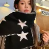 Bufanda de Punto de Estrella de Moda para Mujer Invierno Estilo Coreano Ambiente Callejero Calentador de Cuello Cálido Versátil Braga para el Cuello de Moda Borde Cerrado Moderno