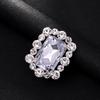 Anel Retangular de Strass Transfronteiriço Moda Europeia e Americana Joia Ajustável com Abertura Anel Feminino para Jantar