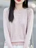 Atacado Transfronteiriço Outono e Inverno Nova Moda Suéter de Gola Redonda com Textura de Fio Quente Tricô Versátil Estilo Ocidental Camiseta Básica Feminina
