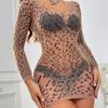 N-6062 Comercio Exterior Transfronterizo Estampado de Color de Piel para Mujer Estampado de Leopardo Medias de Seda Ropa Interior Sexy Ropa de Malla