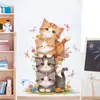 Gato Mariposa Lindo de Dibujos Animados Apilados Alto Pegatinas de Pared Autoadhesivas Habitación de Niños Guardería Pegatinas Decorativas ZN3057H