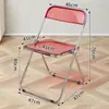 Mesa dobrável transparente acrílica vintage, estilo moderno e na moda, conjunto de mesa e cadeira portátil para varanda de casa, mesa de centro nórdica