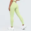 Nuevos pantalones de yoga de nylon de doble cara, con bloques de color transfronterizos, tacto nude, ajustados, de cintura alta y transpirables para mujer, adecuados para deportes, correr y fitness