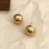 Brincos de Liga de Cobre com Zircônia Textura Metal Plissado Esféricos Acessível Luxo Celebridade da Internet Coreana Brincos Elegantes para Mulheres