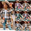 2023Ins Celebridad de Internet Otoño Calle Elegante Europeo y Americano Manga Larga Solapa Holgado Camisa a Cuadros para Mujer Longitud Media