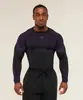 Camiseta de entrenamiento atlético GYM ONYX5 para hombre, manga larga, secado rápido, transpirable, elástica, cuello redondo, manga corta, ajuste ceñido