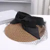 Elegante Malla con Lazo Elegante Versátil para Mujer Sombrero de Copa Vacío Transpirable para Viajes al Aire Libre Ala Ancha Sombrero para el Sol