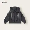 Bangxuan Huzhou Zhili Ropa Infantil Sudadera Infantil Sencilla Color Sólido Holgada para Niños Pequeños Ropa de Otoño Chaqueta Versátil para Niña