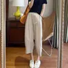 Pantalones Holgados de Linterna Color Caqui de Verano para Mujeres Petites, Tallas Grandes, Casual Adelgazantes, Pantalones Harem de Nueve Puntos, Tipo Zanahoria