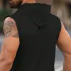 2026 Marca Independiente Verano Hombres Sin Mangas Elegante Commuter Fitness Exterior Chaleco con Capucha Color Sólido Deportivo En Stock