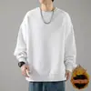 Sudadera Gruesa de Terciopelo con Cuello Redondo, Color Sólido, Manga Larga, Otoño e Invierno, Estilo Americano Oversize Holgado, Chaqueta para Hombres y Mujeres