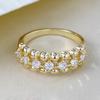 Zhuozhifan 2024 Prata Esterlina S925 Banhada a Ouro Estilo Ins Fileira de Contas Fileira de Diamantes Anel Anel Anel de Zircônia Boutique Anel