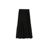 Falda de Botón Floral Negra de Alta Gama Oufan para Mujer, Falda Larga de Verano de Cintura Alta en Línea A, Adelgazante y Esponjosa 11396