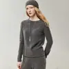 Kang Sai Ni Primera Línea Listo para Usar 100% Cachemira Simple Versátil Cuello Redondo Suéter para Mujer Manga Raglán Tejido Capa Base