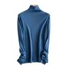 Suéter de cuello alto de felpa 100% lavable a máquina de otoño e invierno, color de temporada limitado, punto, camisa básica de lana para mujer