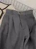 ¡Muy recomendable! Pantalones anchos de cachemira gris oscuro para mujer, engrosados para otoño e invierno, de cintura alta, corte holgado, pantalones largos casuales de lana