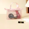 Bolsa Cosmética Colorida para Mujer Nueva Primavera Estilo Coreano Simple y Versátil Bolso de Mano Gran Capacidad Alta Apariencia Malla Transparente