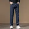 Calça jeans da moda de alta qualidade para primavera e outono, tendência para homens, novo corte solto, elástica, confortável, casual, versátil, perna reta, estilo business