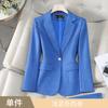 Traje Azul para Mujer Chaqueta de Manga Larga Pantalones Otoño e Invierno Nuevo Traje de Dos Piezas Profesional Moda Commuter Elegante