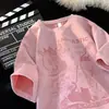 2026 Verano Nuevo Estilo Gamuza Pesada Juvenil Retro Americano Cuello Redondo Marca de Moda Holgada Casual Camiseta de Manga Corta