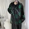 Camisa de Fada da Internet Masculina Solta Manga Longa Chique Vintage Estampada Abstrata Jaqueta Camisa Camisa de Boate de Nicho