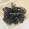 Goma para el pelo de malla estrellada con tachuelas de diamantes de imitación, transparente y esponjosa, estilo coreano, para mujer, moderna y elegante, grande