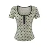 703-2026 Nuevo Top Casual Cuadrado Estilo Puro Deseo Primavera/Verano para Mujer, Camiseta Sexy de Manga Corta Ajustada Adelgazante