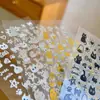 Celebridade da Internet Gatinho Fofo Papel Adesivo para Unha com Adesivo Preto e Branco Dourado e Prateado Gatinho Fofo Adesivo para Unha Joia DH595