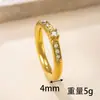 Joias de Aço Inoxidável Mais Vendidas da Amazon, Anéis de Casal com Design Moderno, Anéis de Aço Titânio 4mm Cravejados com Diamantes, Não Desbotam