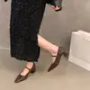 Tacones altos estilo francés, zapatos planos marrones retro, zapatos de mujer, nueva colección de verano 2024, estilo Mary Jane, zapatos negros de trabajo