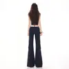 Jeans Acampanados de Cintura Alta Ajustados para Mujer, Tendencia Verano 2026, con Diseño de Ropa de Trabajo Estilo Americano y Bolsillos de Parche 3D