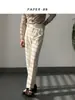 Pantalones Casuales de Pierna Recta Color Albaricoque Claro, Estilo Veraniego de Alta Calidad con Patrón de Gofre, Doble Pinza para Hombre