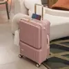 Maleta de rodinhas multifuncional para notebook em cores macaron, aprovada como bagagem de mão, com porta USB e um compartimento frontal para notebooks de 14 polegadas.