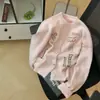 Suéter Cardigan Redondo Bordado de Desenho Animado para Mulheres, Novo Design Outono 2026, Casaco de Malha Macia Solto Único