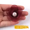 4.5cm Hecho a Mano Coreano Borde Quemado Camelia Estéreo Accesorios para Peinado DIY Broche de Perla de Organza Accesorios para Ropa
