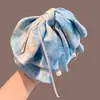 Nuevo Estilo Chino Pintura al Óleo Tie-Dye Lazo Pin para Coleta Alta Nuevo Pinza para el Cabello con Cinta Colgante de Perla de Alta Gama Tocado para Mujeres
