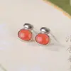 Yuebao Joyería Plata de Ley S925 Roja del Sur Superficie de Huevo Rojo Agua Pendientes de Gama Alta Pendientes de Diseño Nicho Personalizados