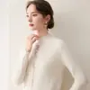 Estilo Sencillo Cuello Alto Cachemir para Mujer Otoño/Invierno 2026 Suéter de Punto de Lana Ajustado con Pedrería Suéter Capa Base