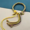 Cuerda de Mano de Xizang Cuerda de Algodón para Frotar la Mano Cuerda de Mano de Colores Pulsera de Estilo Étnico Tejida a Mano Adorno de Xizang Pulsera de Thangka