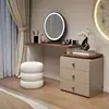2026 Novo Modelo Mesa de Toucador Estilo Vintage Cor Creme Quarto Simples Armário de Armazenamento de Cabeceira Mesa de Maquiagem Integrada