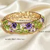 En Stock Suministro Directo de Fábrica Pulsera Esmaltada Morada Hueca con Flor, Pulsera Floral de Esmalte de Color Estilo Chino, Accesorios Hanfu, Compra al por Mayor